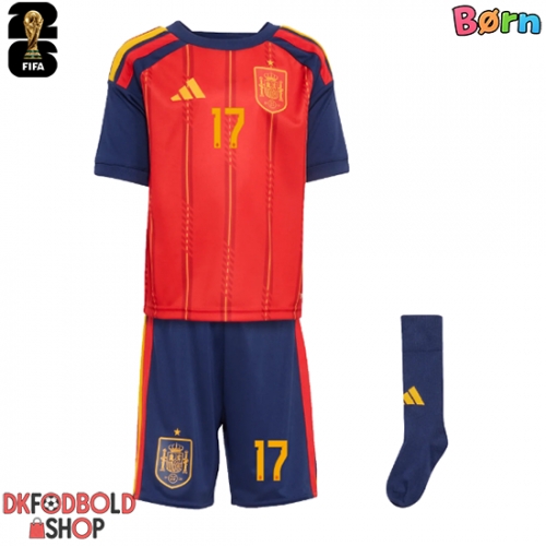 Spanien Nico Williams #17 Hjemmebanesæt Børn VM 2026 Kort ærmer (+ korte bukser)